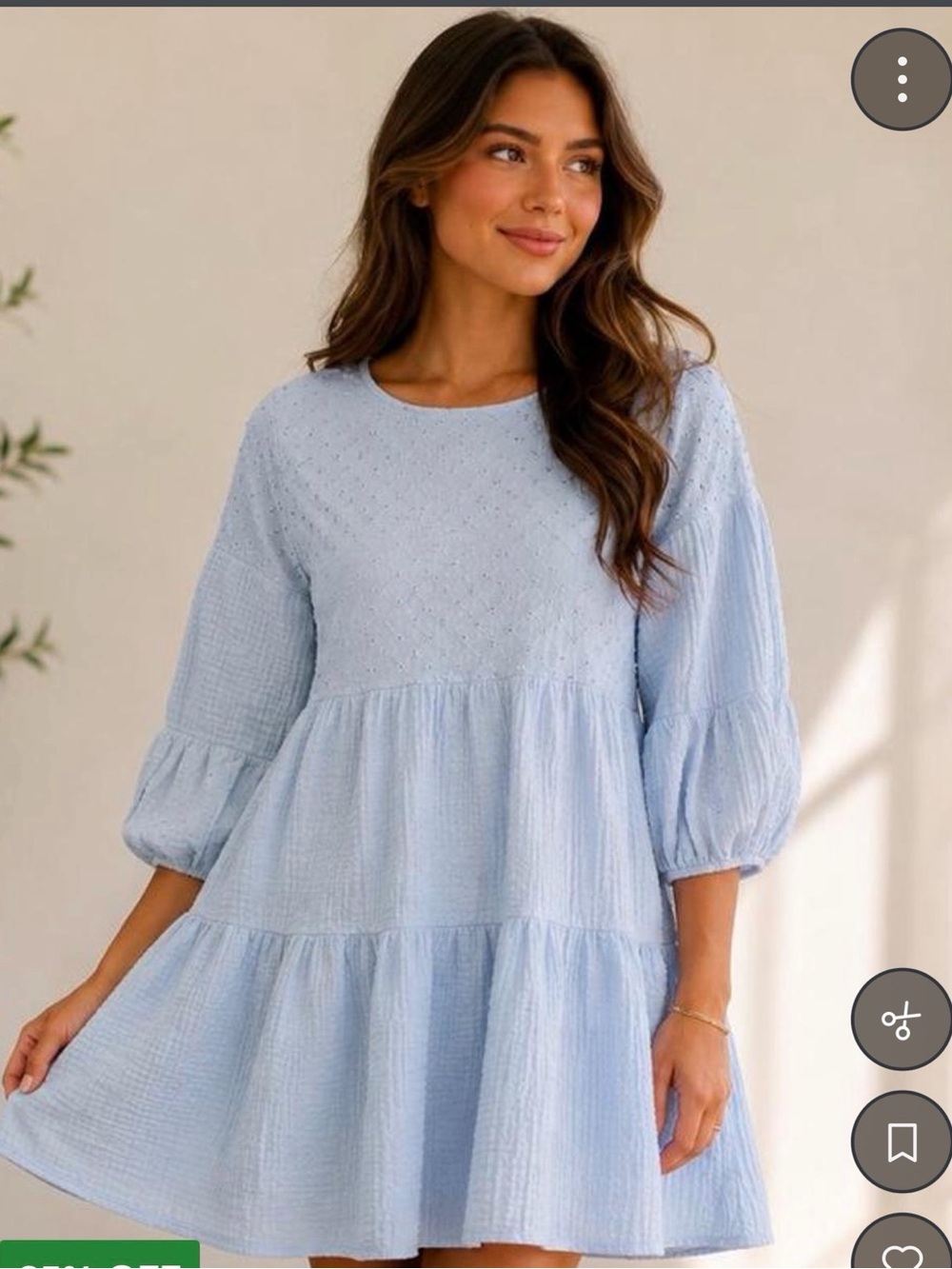 Zara Zara Light Blue Eyelet Tiered Dress